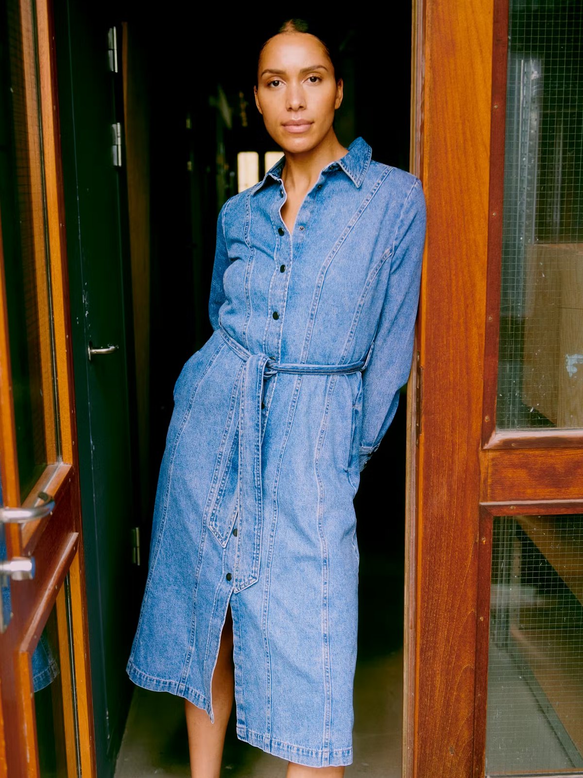 B.YOUNG Kapuca Dress Mid Blue Denim