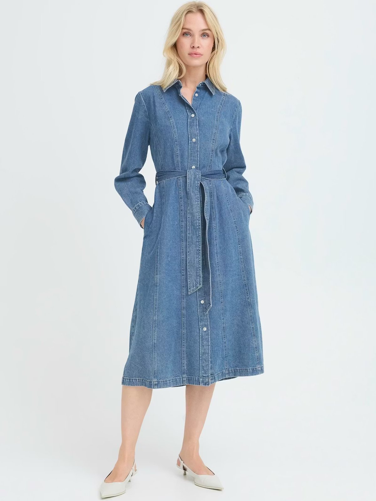 B.YOUNG Kapuca Dress Mid Blue Denim