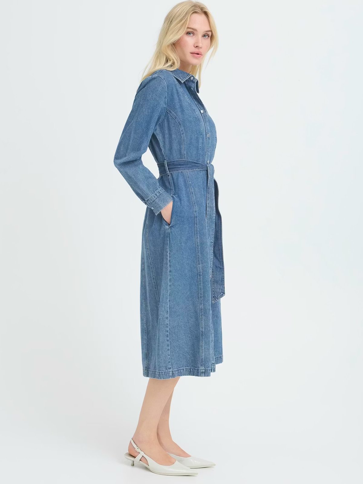 B.YOUNG Kapuca Dress Mid Blue Denim