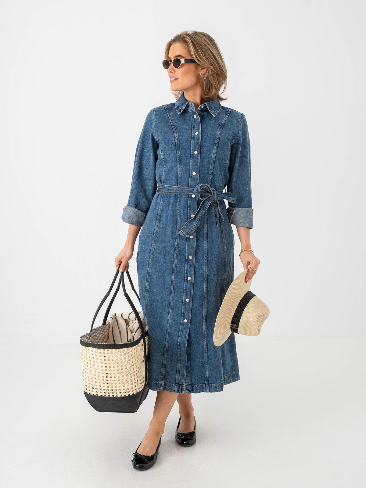 B.YOUNG Kapuca Dress Mid Blue Denim