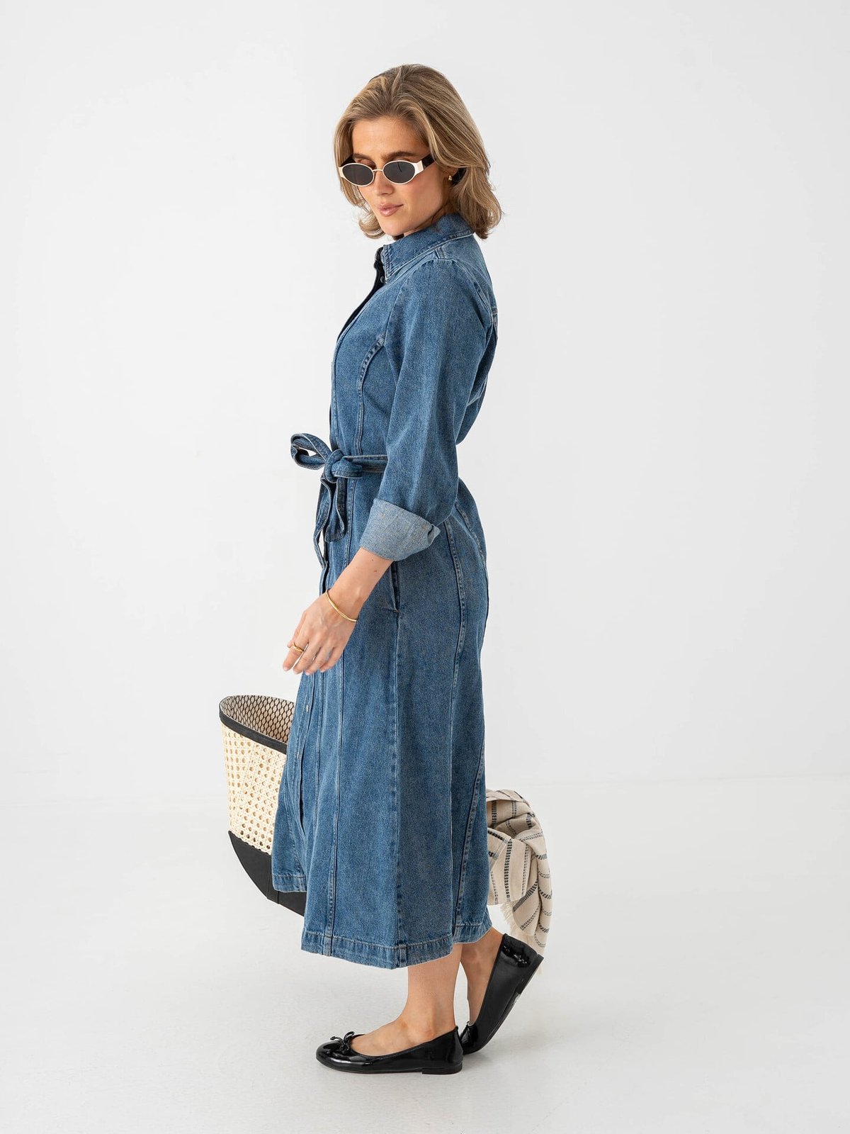 B.YOUNG Kapuca Dress Mid Blue Denim