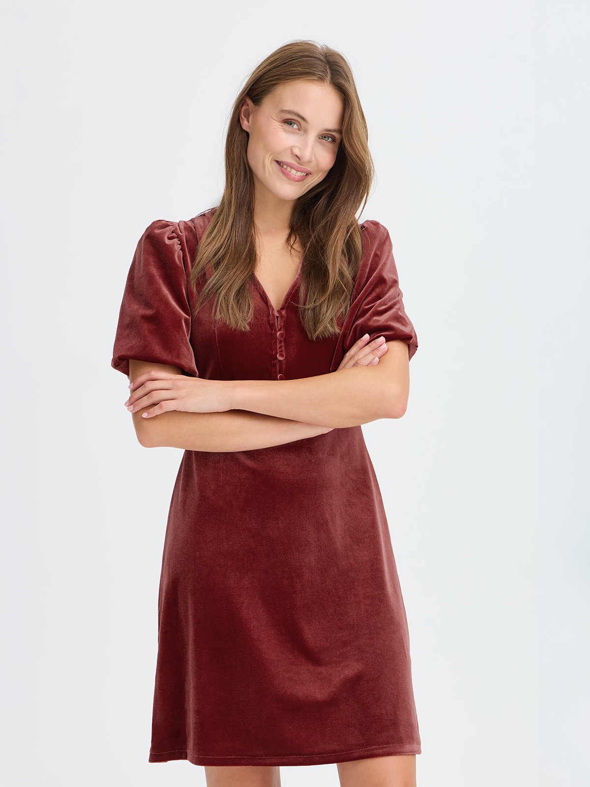 B.YOUNG Perlina Balloon Sleeve Dress Sun-dried Tomato