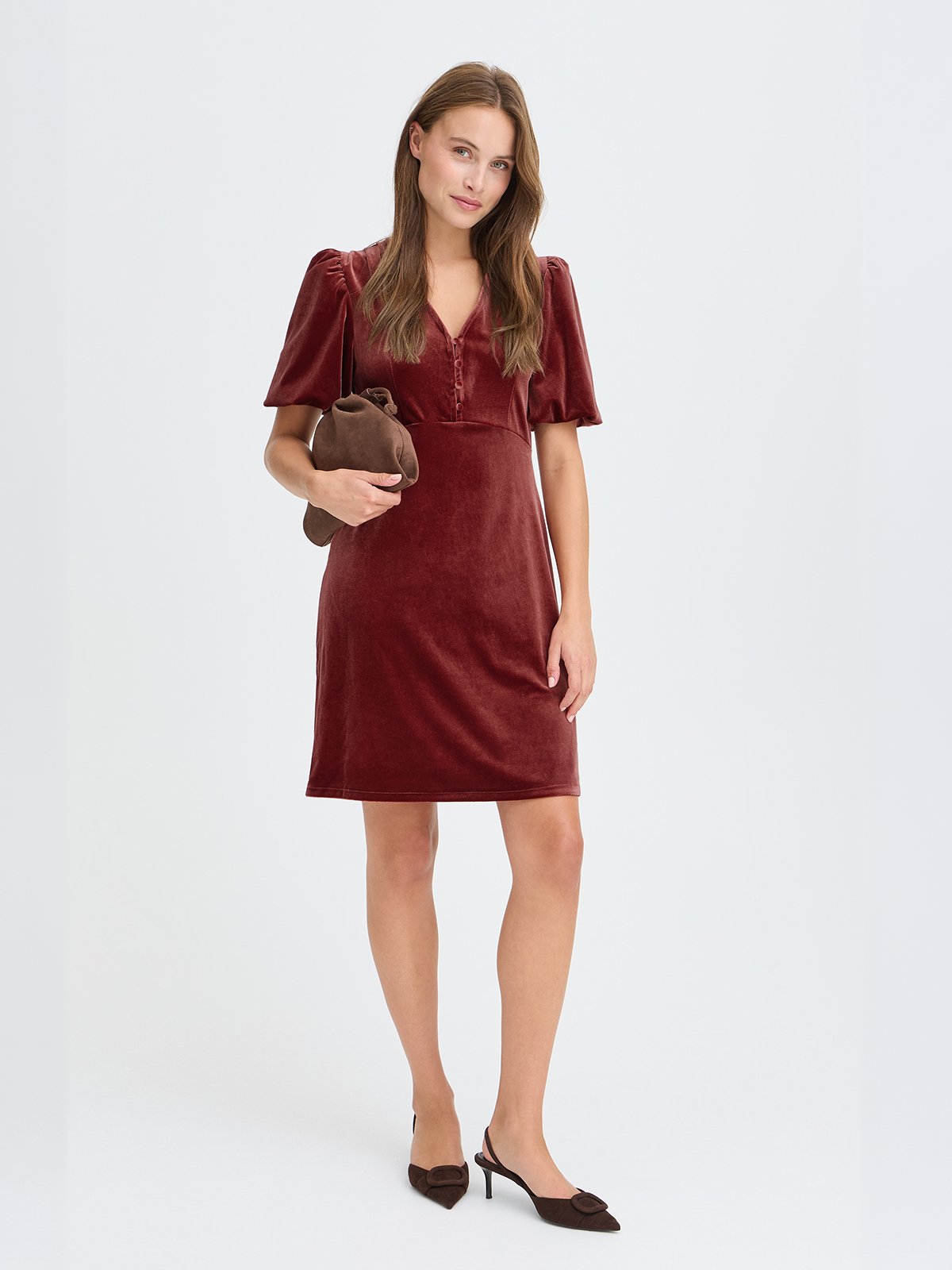 B.YOUNG Perlina Balloon Sleeve Dress Sun-dried Tomato