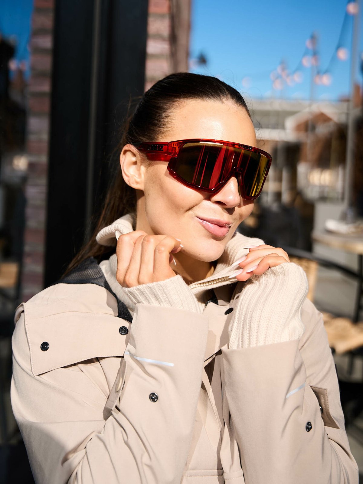 Bliz Fusion Ramme: Transparent Red / Glass: Brown Red