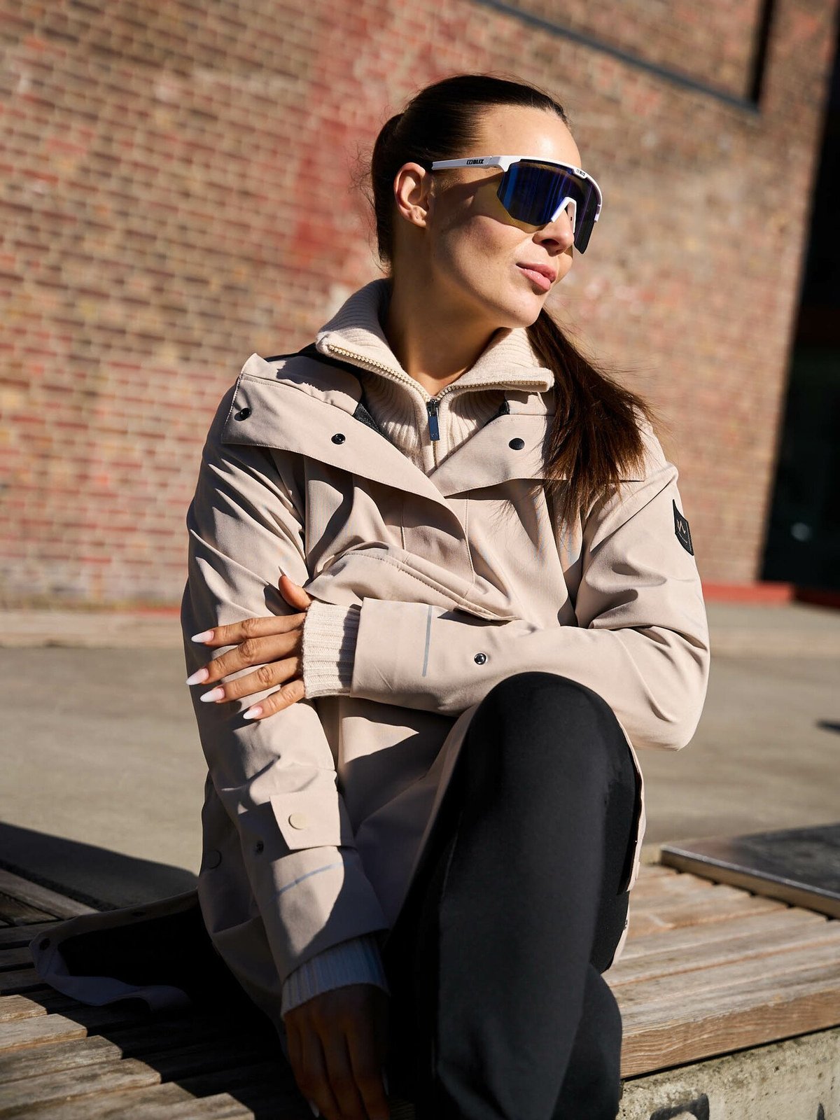 Bliz Hero Small Matte White with Blue Multi