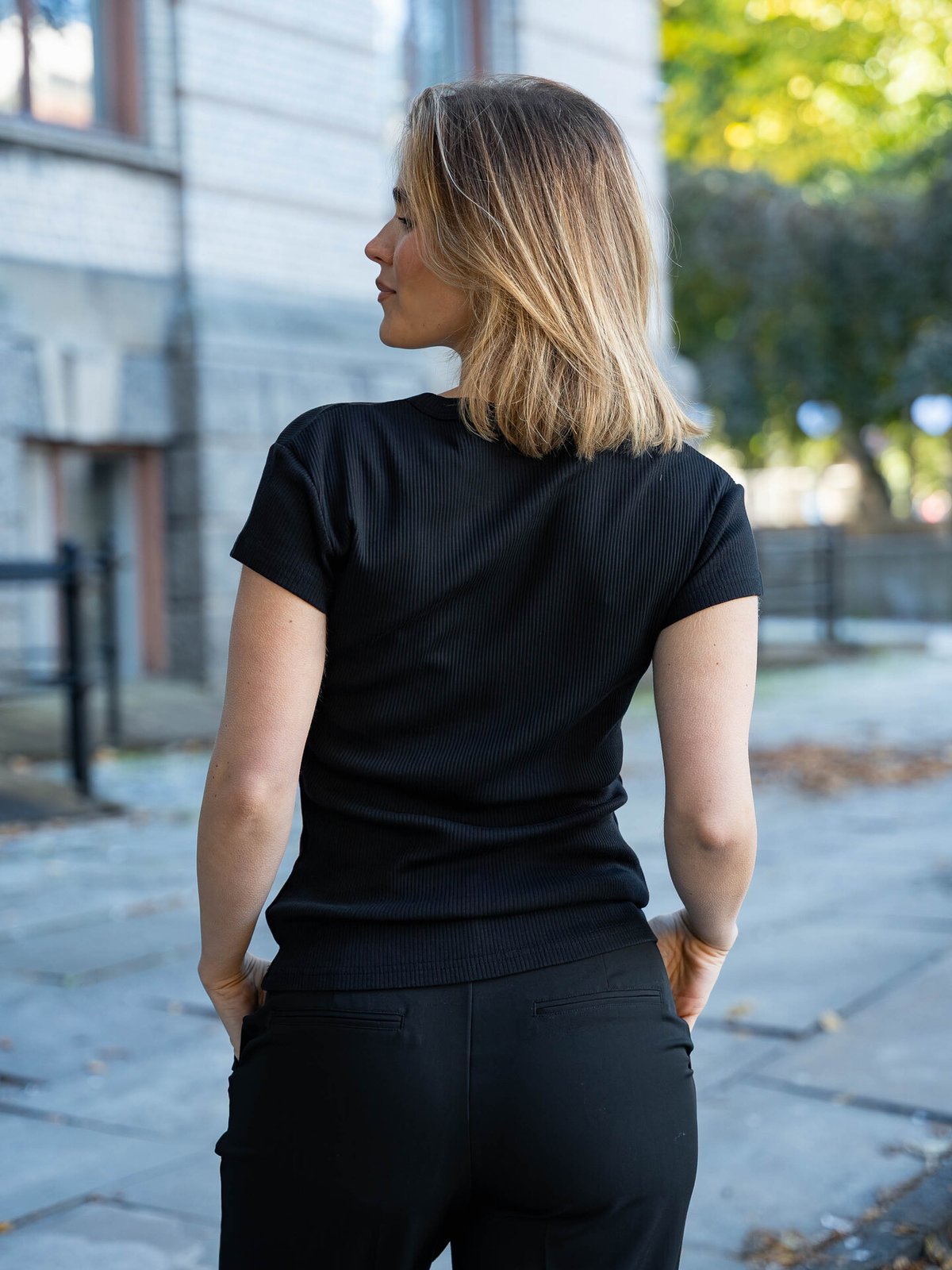 Comprimé Basic Rib T-Shirt Black