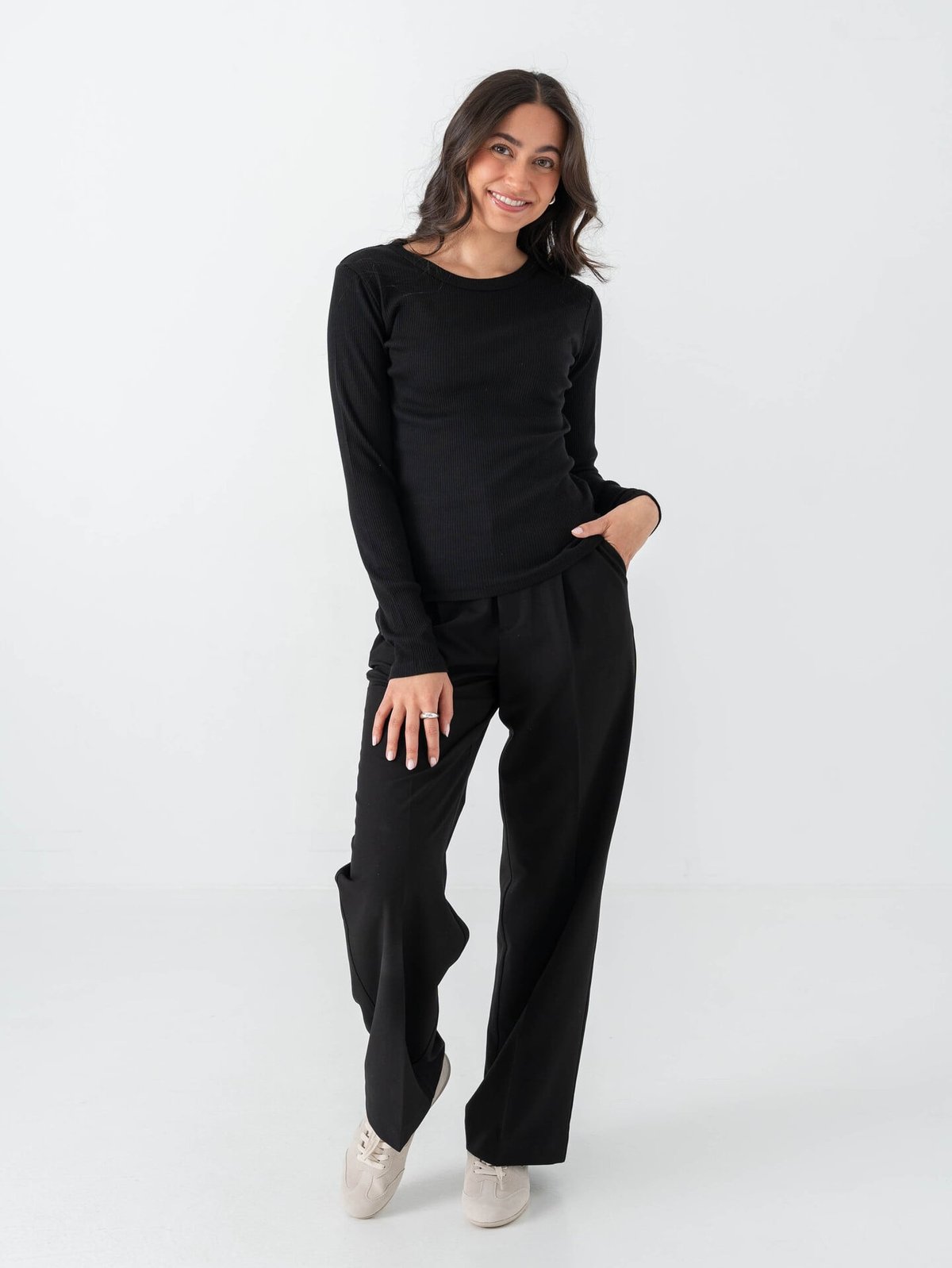 Comprimé Basic Rib Longsleeve Black