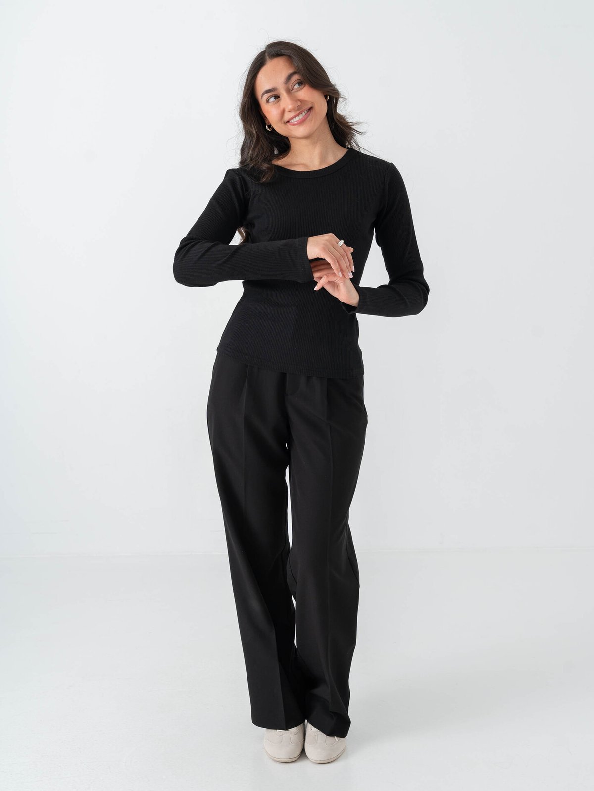 Comprimé Basic Rib Longsleeve Black
