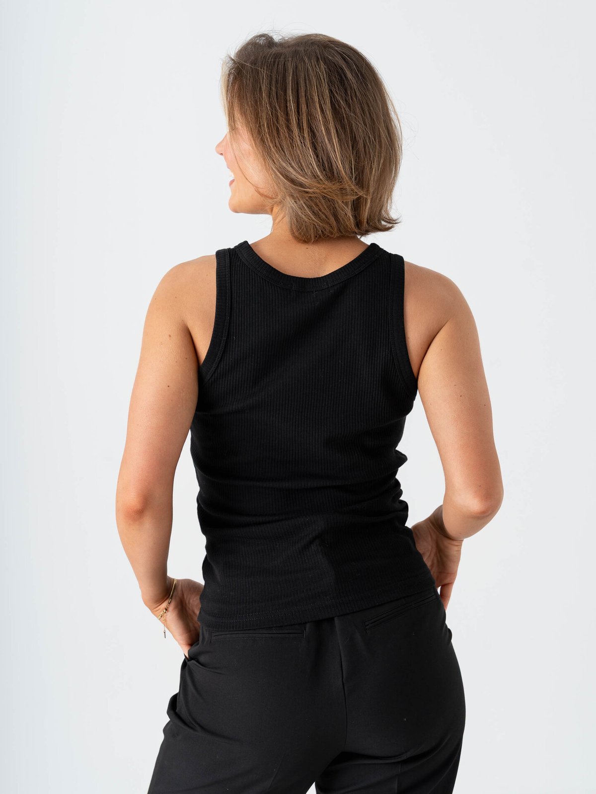 Comprimé Basic Rib Tank Top Black