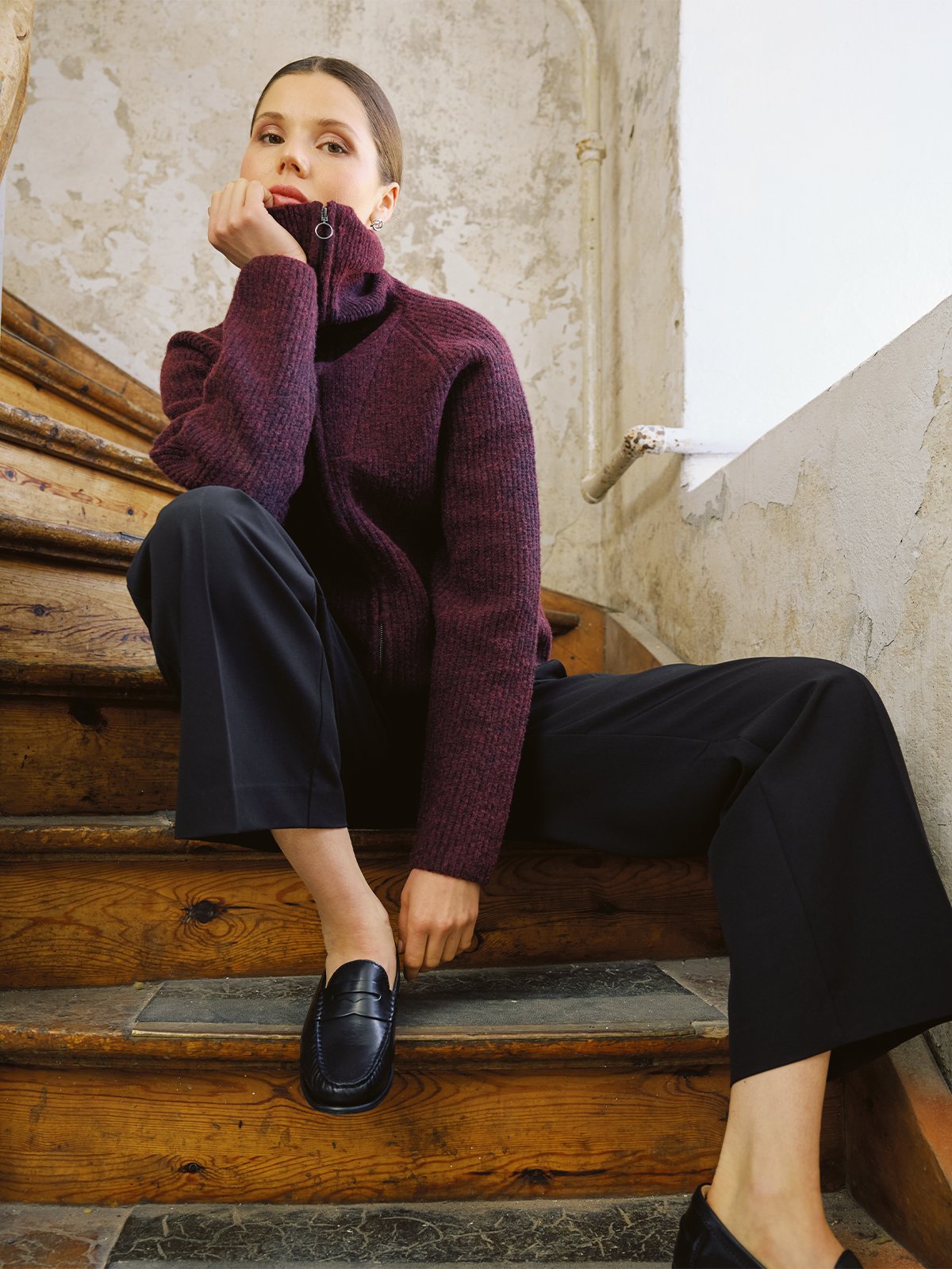 Comprimé Boucle Sweater Burgunder