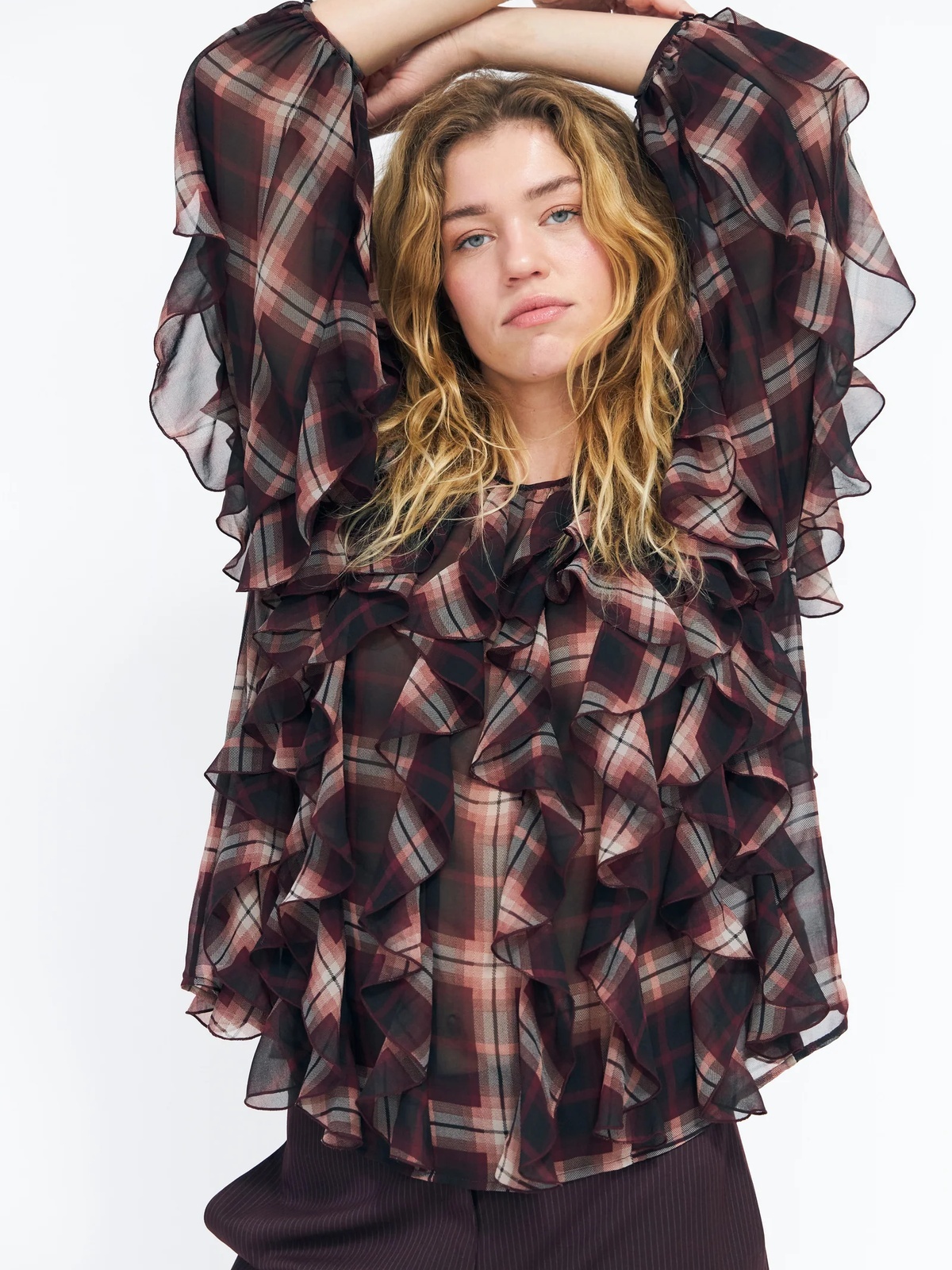 Cras Rya Blouse Bordeau Check