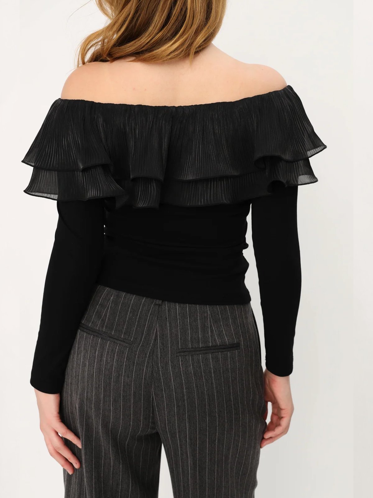 Cras Flounce Blouse Sort