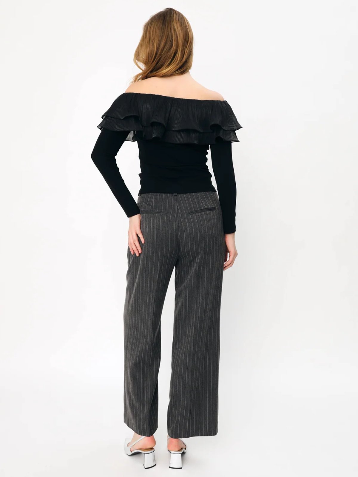 Cras Flounce Blouse Sort