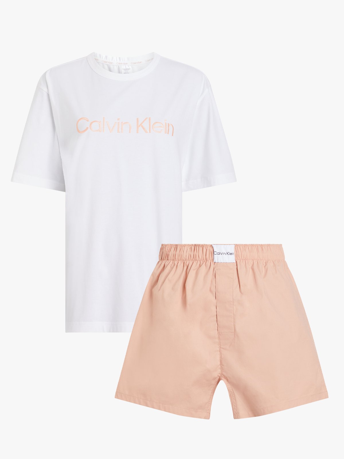 Calvin Klein Short Sleeve Short Set Top: White / Bottom: Subtle Bloom