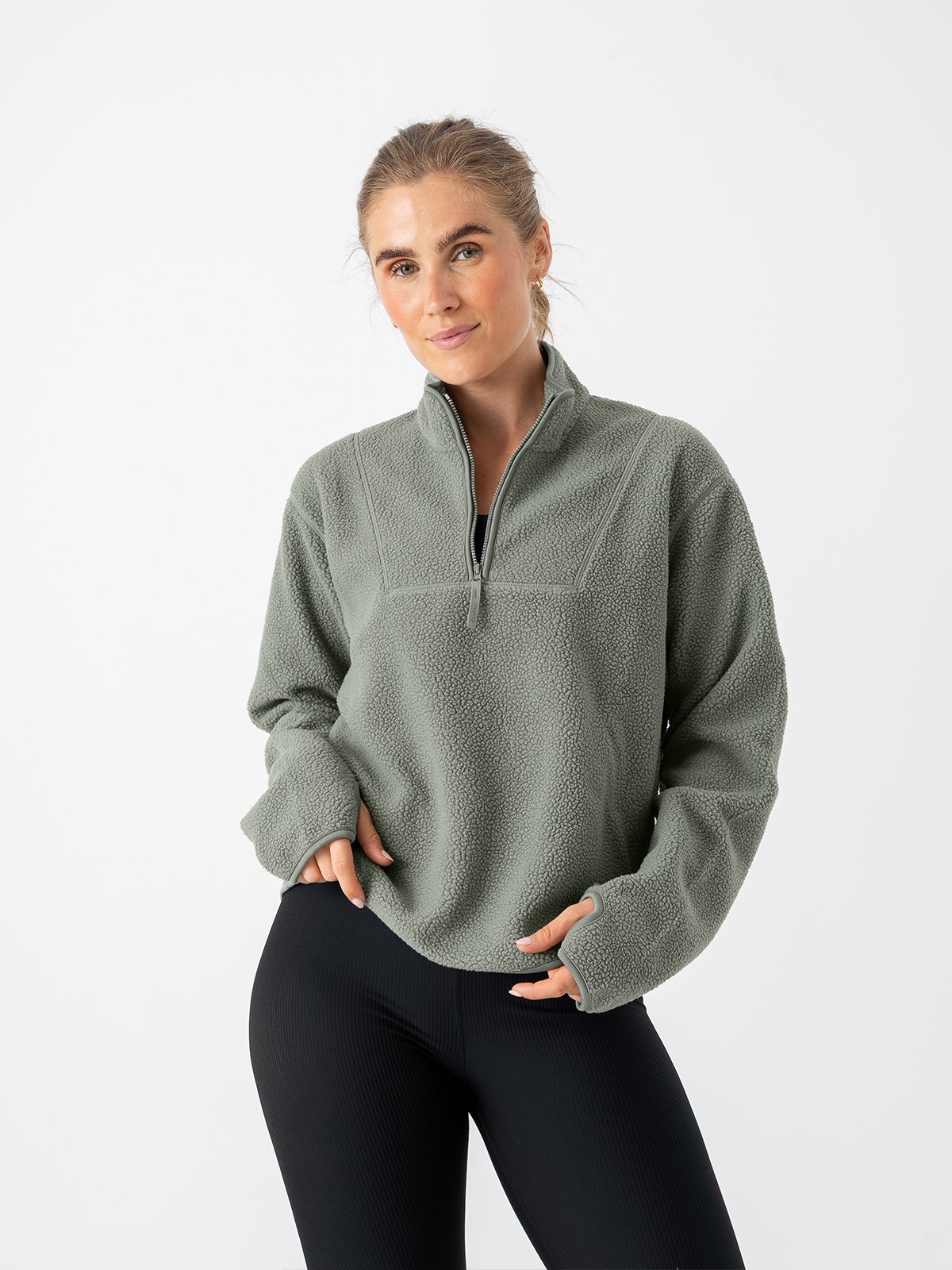 Craft Join Pile Fleece Half Zip Leaf