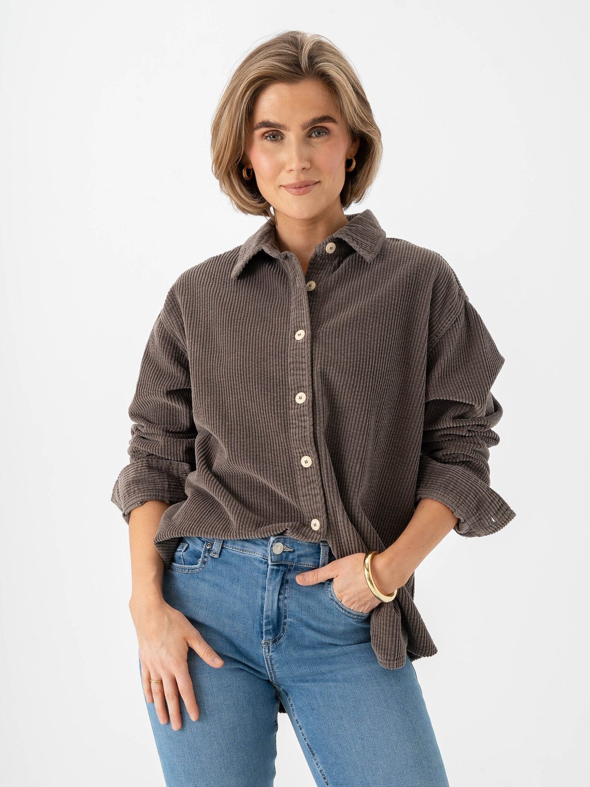 American Vintage Padow Long Sleeve Shirt Brun