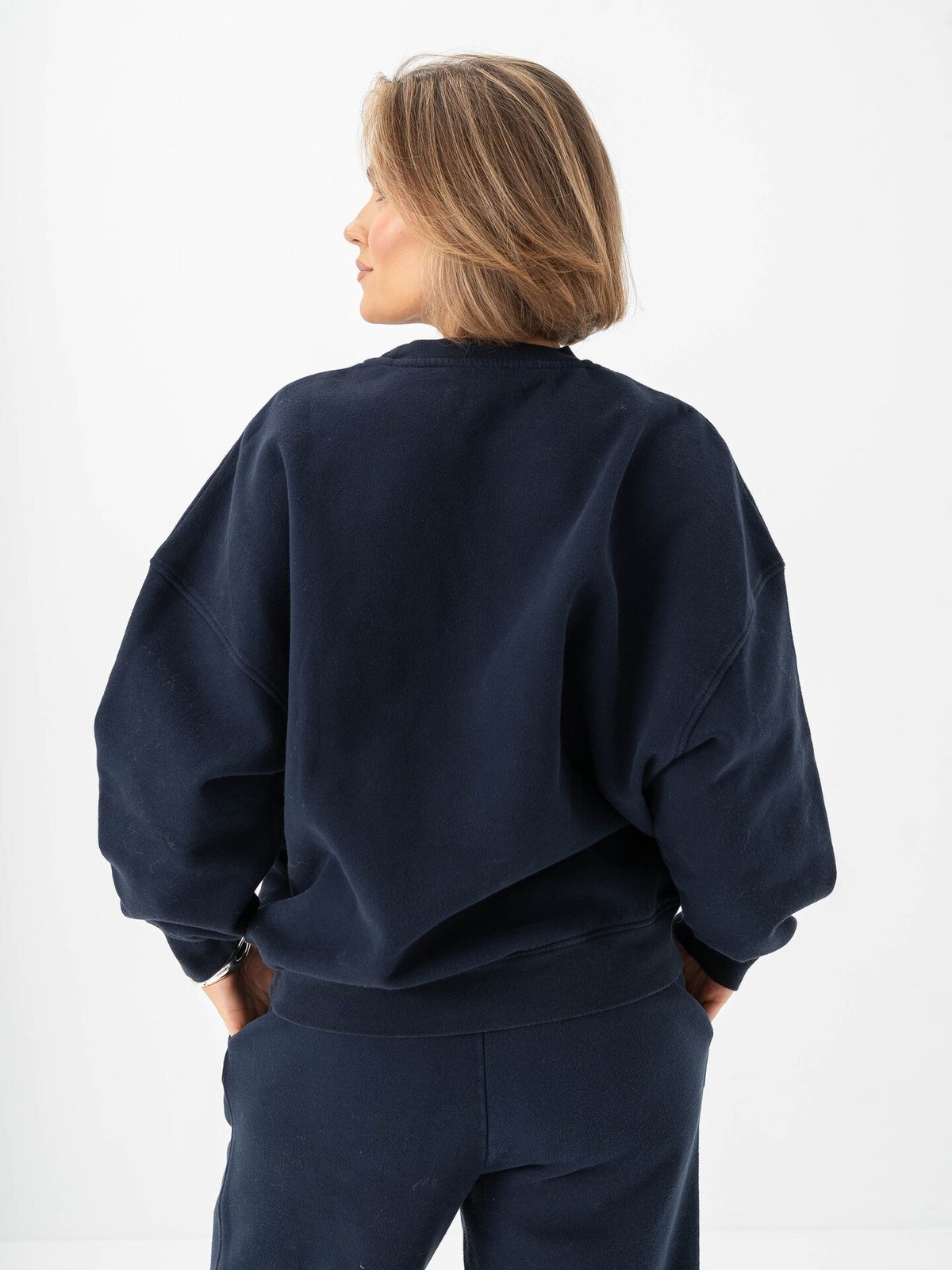 American Vintage Plizzy Sweatshirt Crew Neck Navy vintage