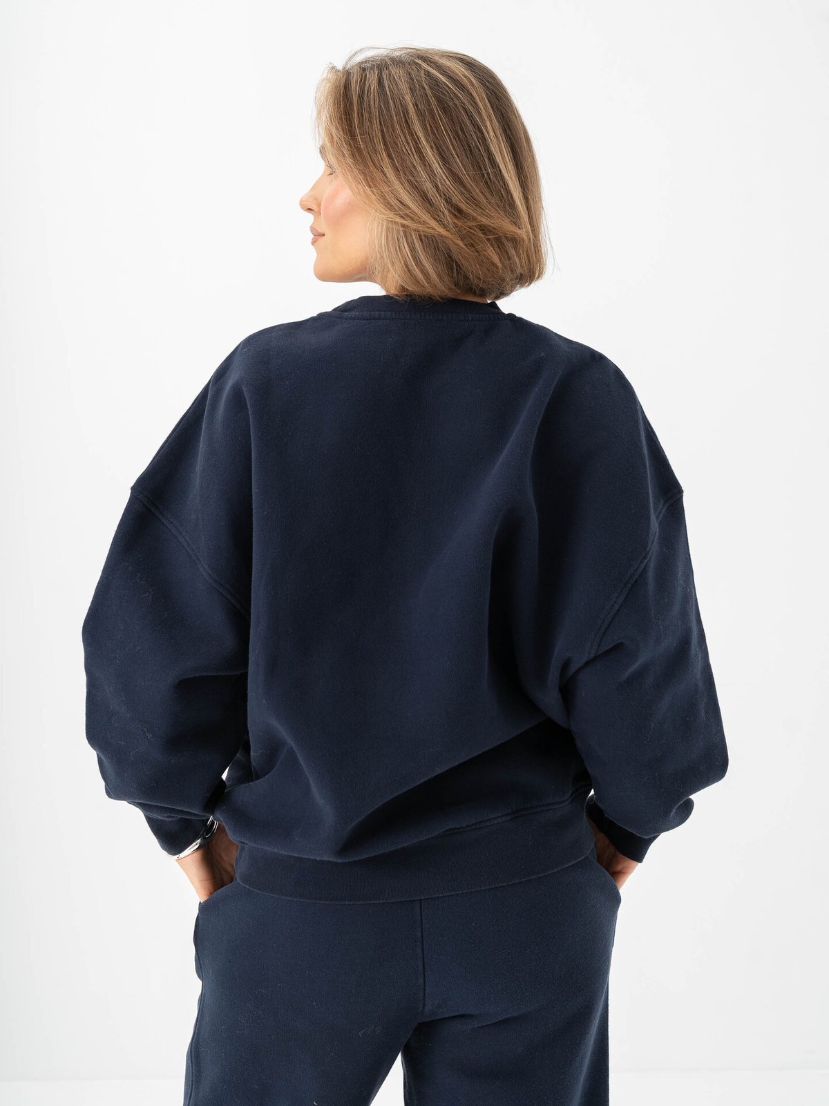 American Vintage Plizzy Sweatshirt Crew Neck Navy vintage