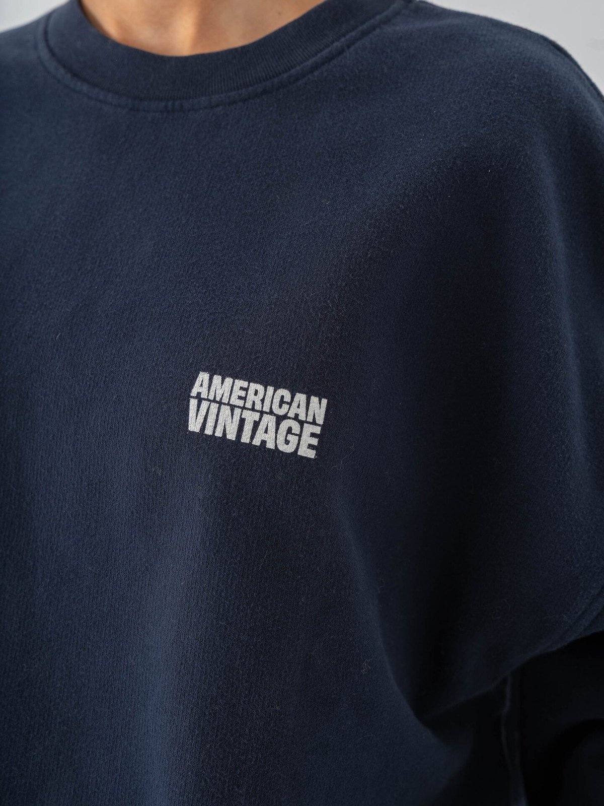 American Vintage Plizzy Sweatshirt Crew Neck Navy vintage