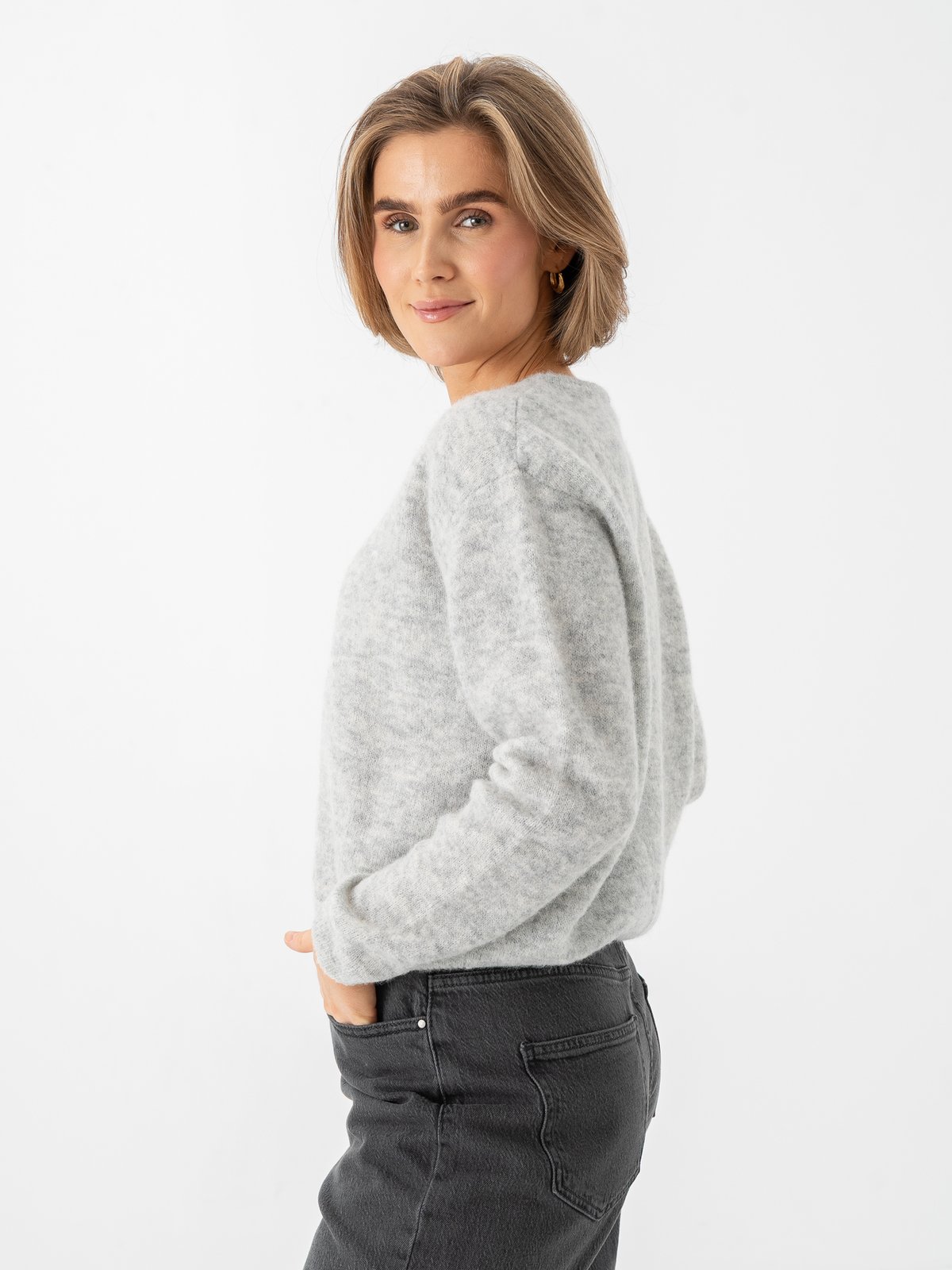 American Vintage Vitow Cardigan Melange Light Grey