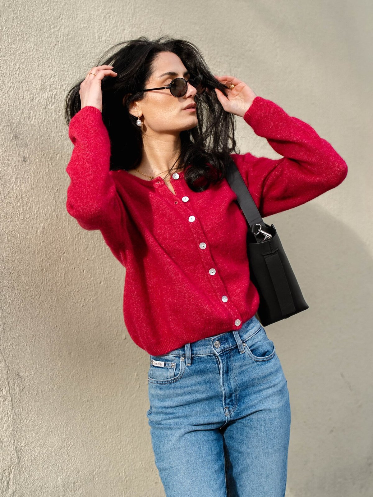 American Vintage Vitow Cardigan Magenta Melange