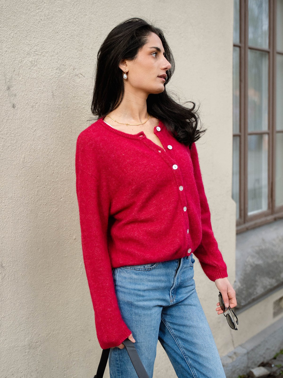 American Vintage Vitow Cardigan Magenta Melange