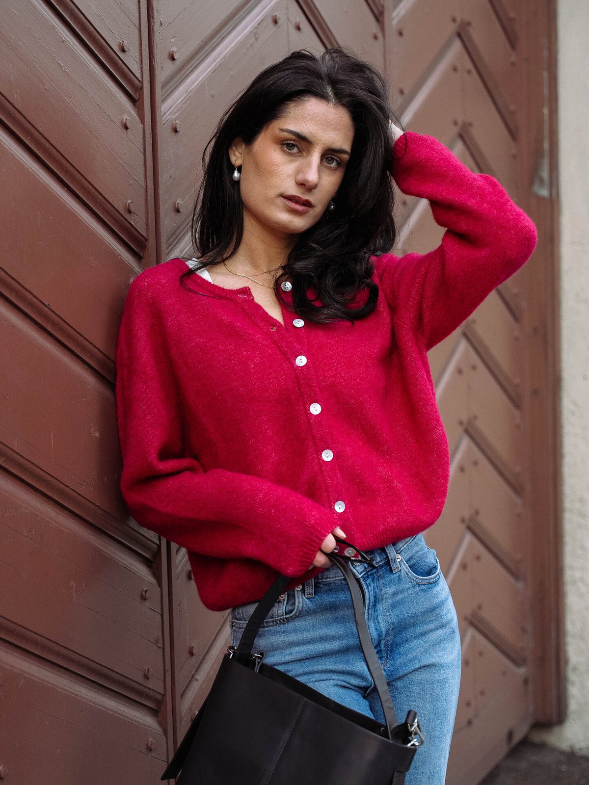 American Vintage Vitow Cardigan Magenta Melange