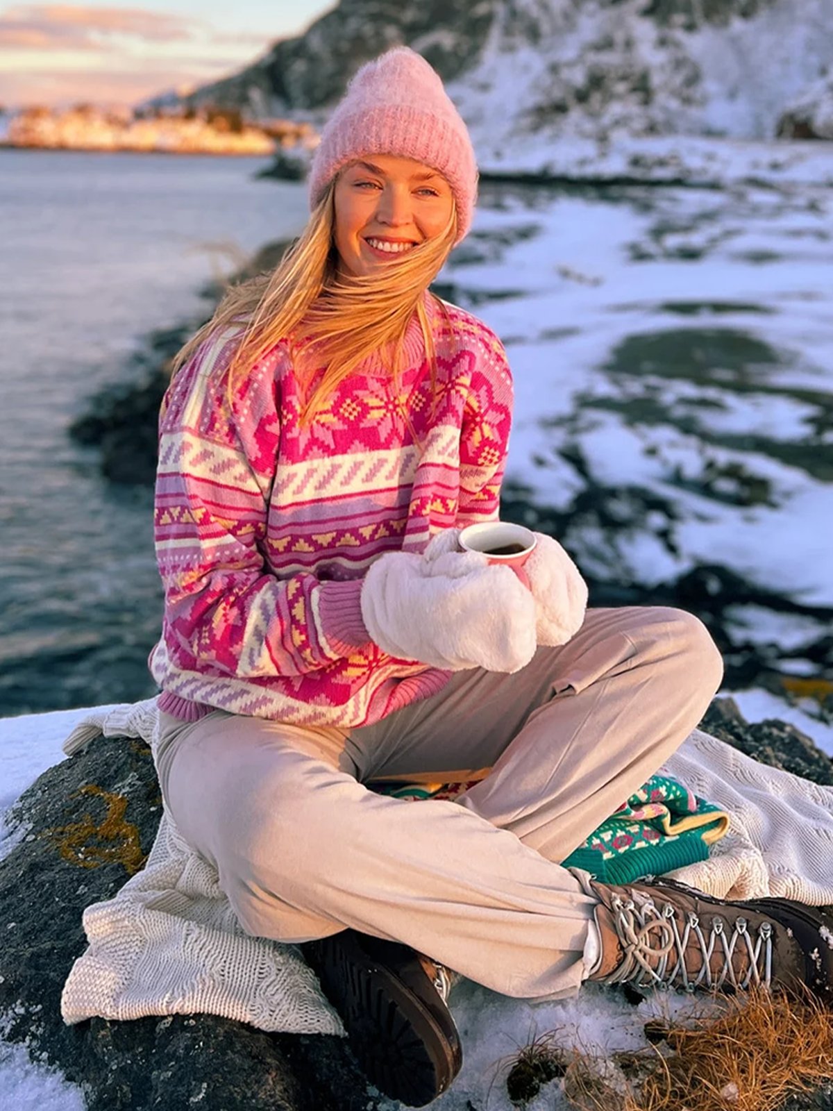 Dale Of Norway Ingrid Genser Rosa/lilla/gul