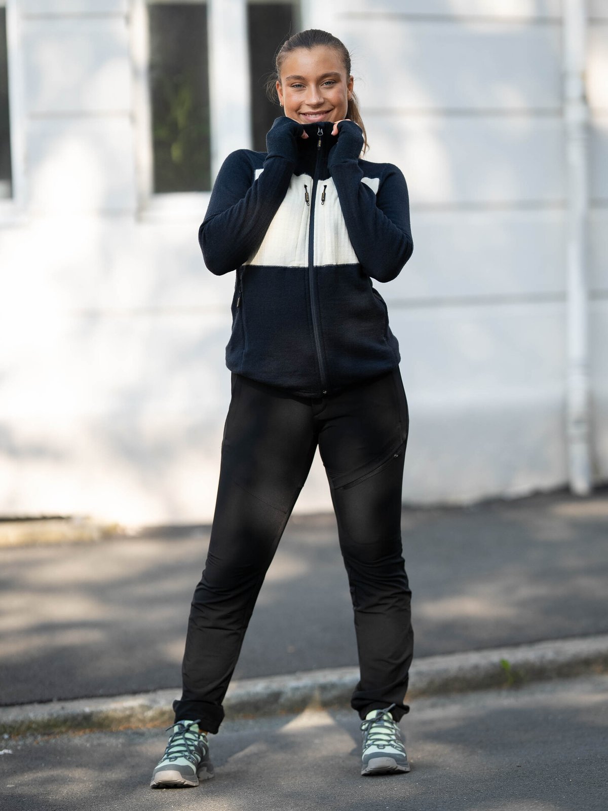 Devold Egga Grid Merino Jacket Woman Ink/Offwhite