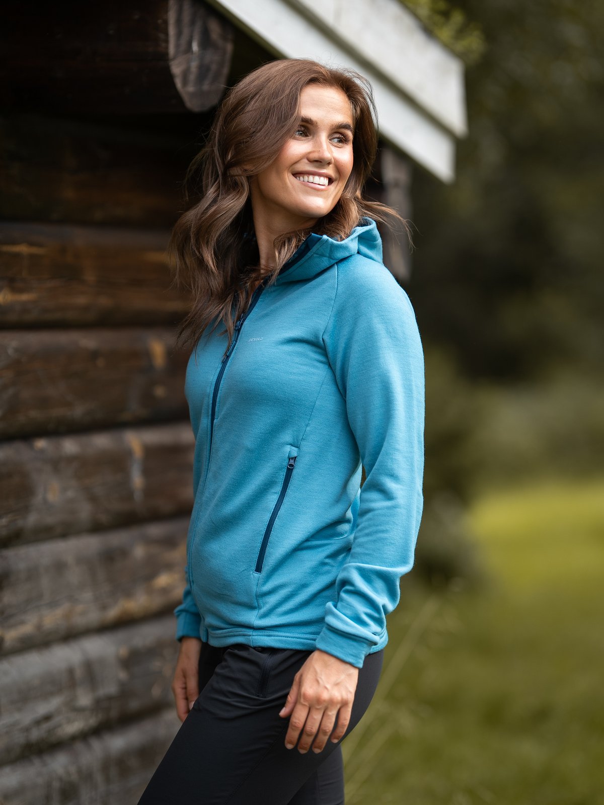 Devold Nibba Merino Jacket Hood Woman Blå