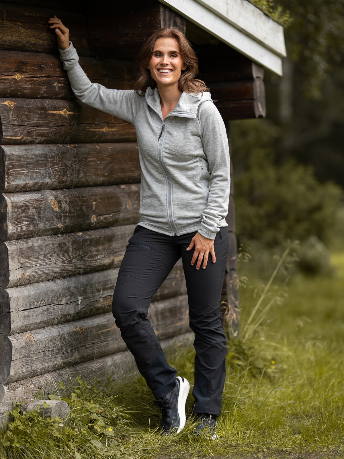 Devold Nibba Merino Jacket Hood Woman Grey Melange