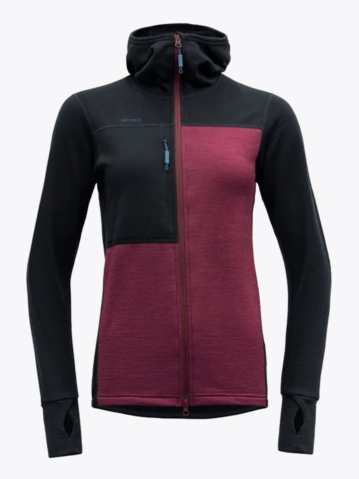 Devold Nibba Merino Jacket Hood Woman Ink/Beetroot