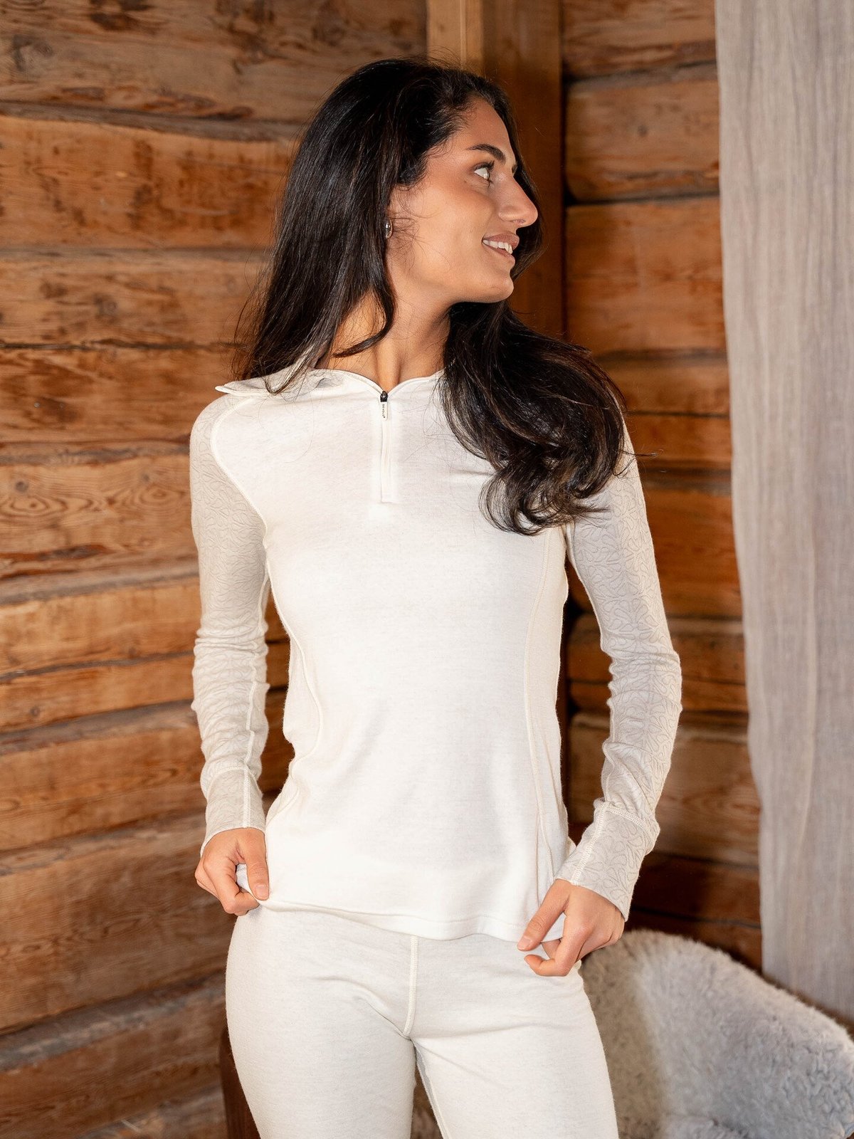 Devold Duo Active Merino 205 Zip Neck Woman Raw White