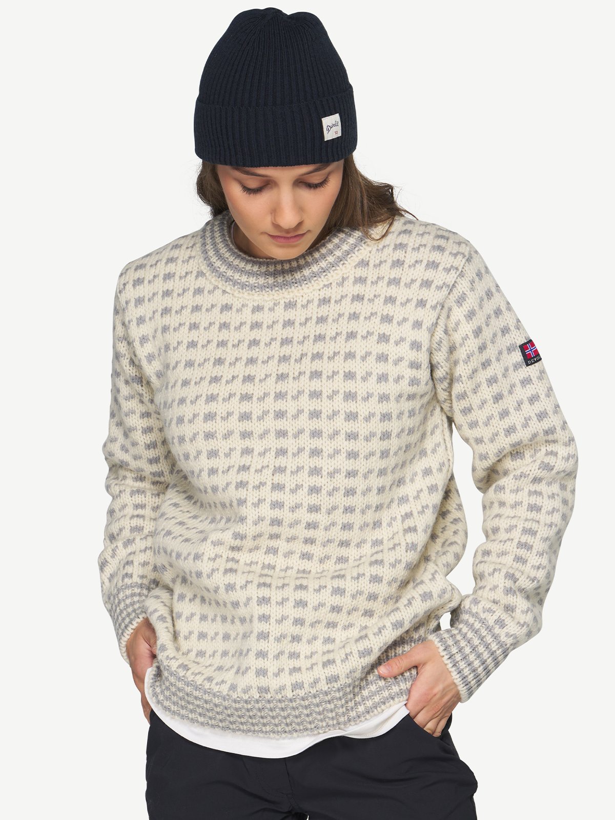 Devold Islender Crew Neck Offwhite / Grey