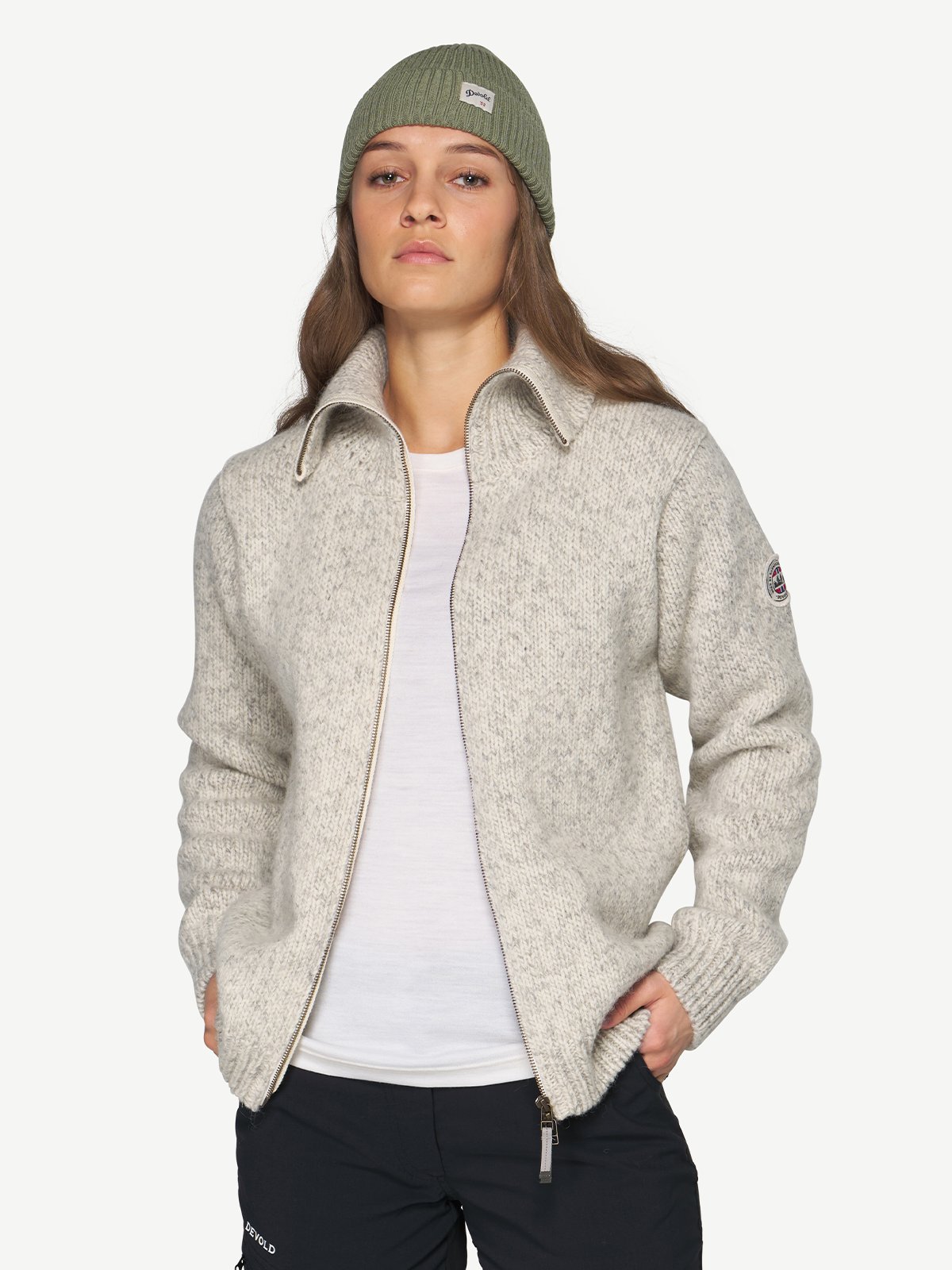 Devold Nansen Wool Cardigan Grey Melange