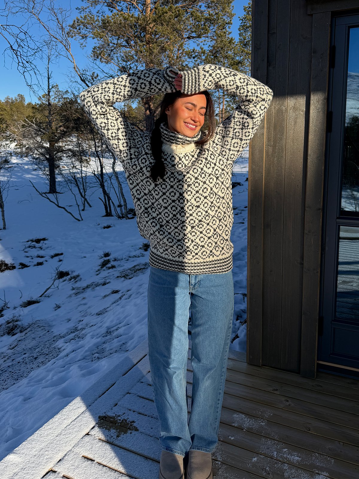 Devold Svalbard Sweater High Neck Offwhite / Anthracite