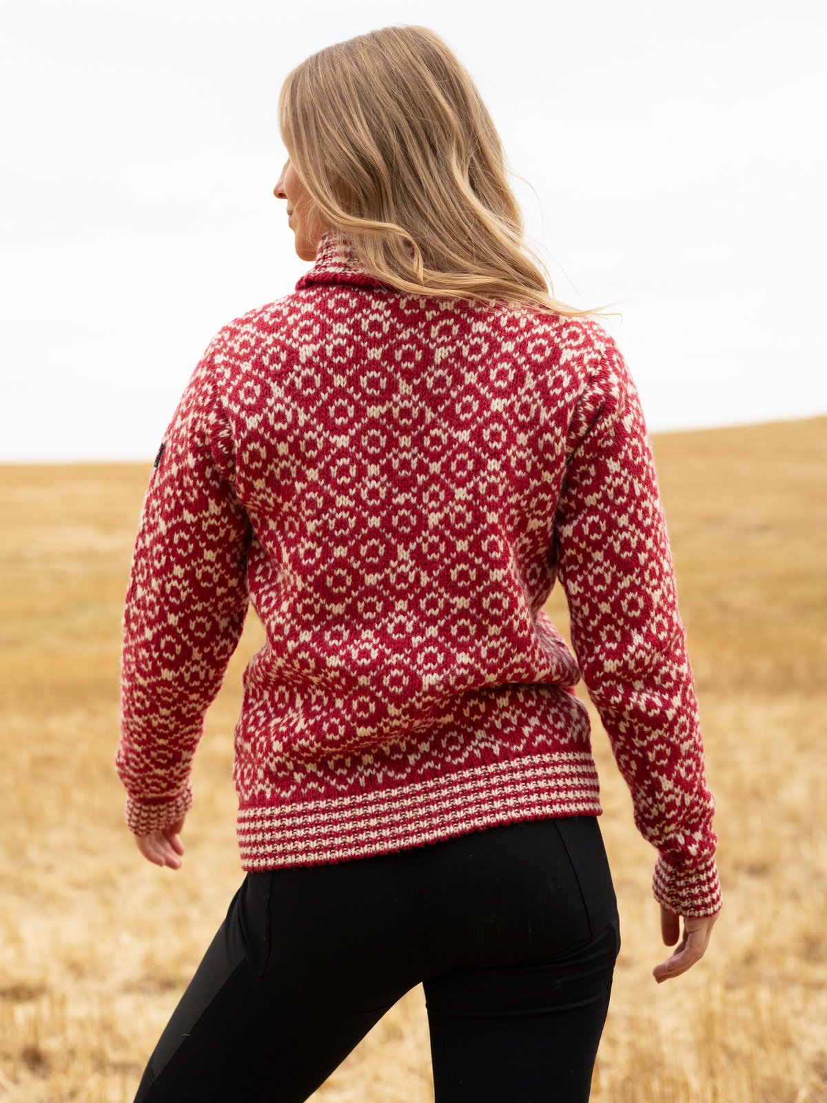 Devold Svalbard Sweater High Neck Hindberry / Offwhite