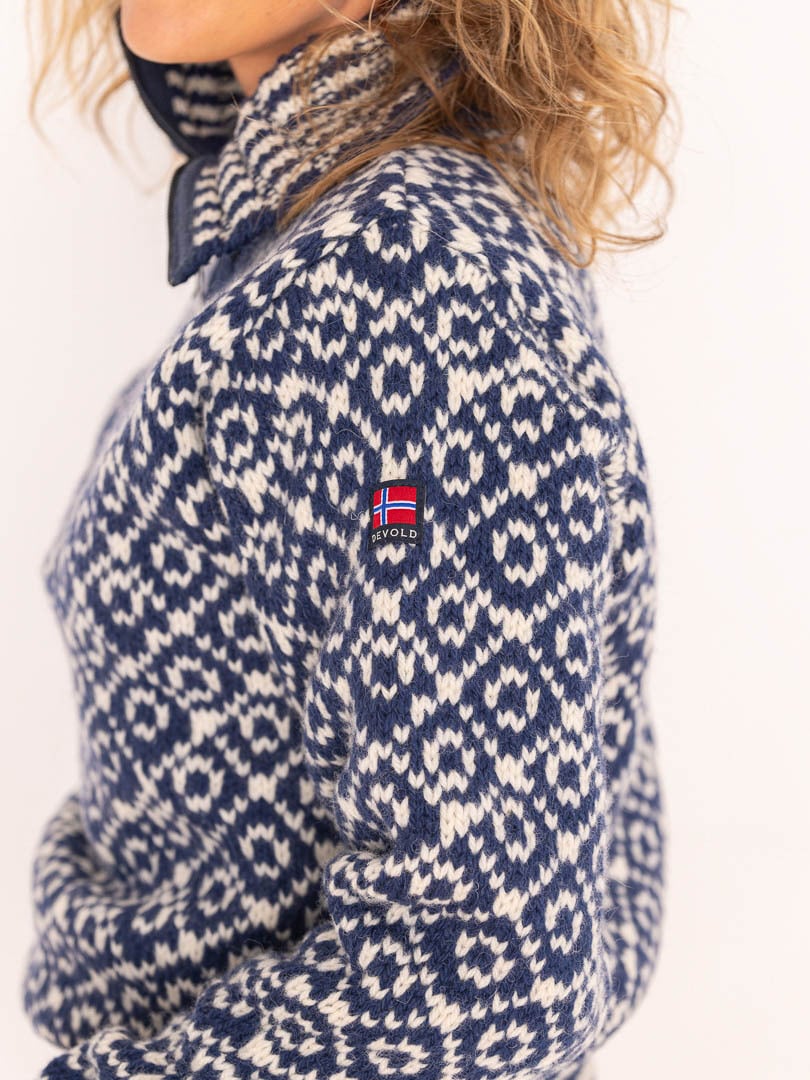 Devold Svalbard Wool Zip Neck Blå