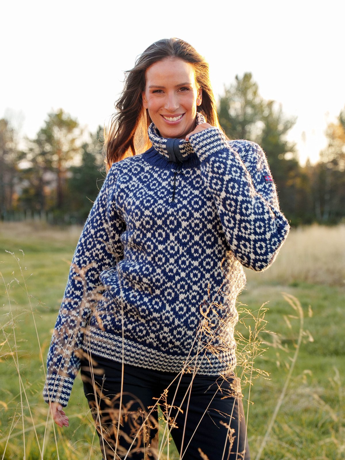 Devold Svalbard Wool Zip Neck Blå
