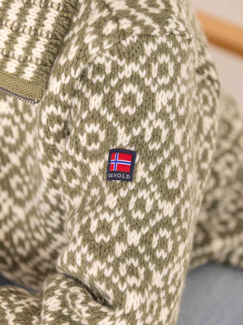Devold Svalbard Wool Zip Neck Olive/Offwhite