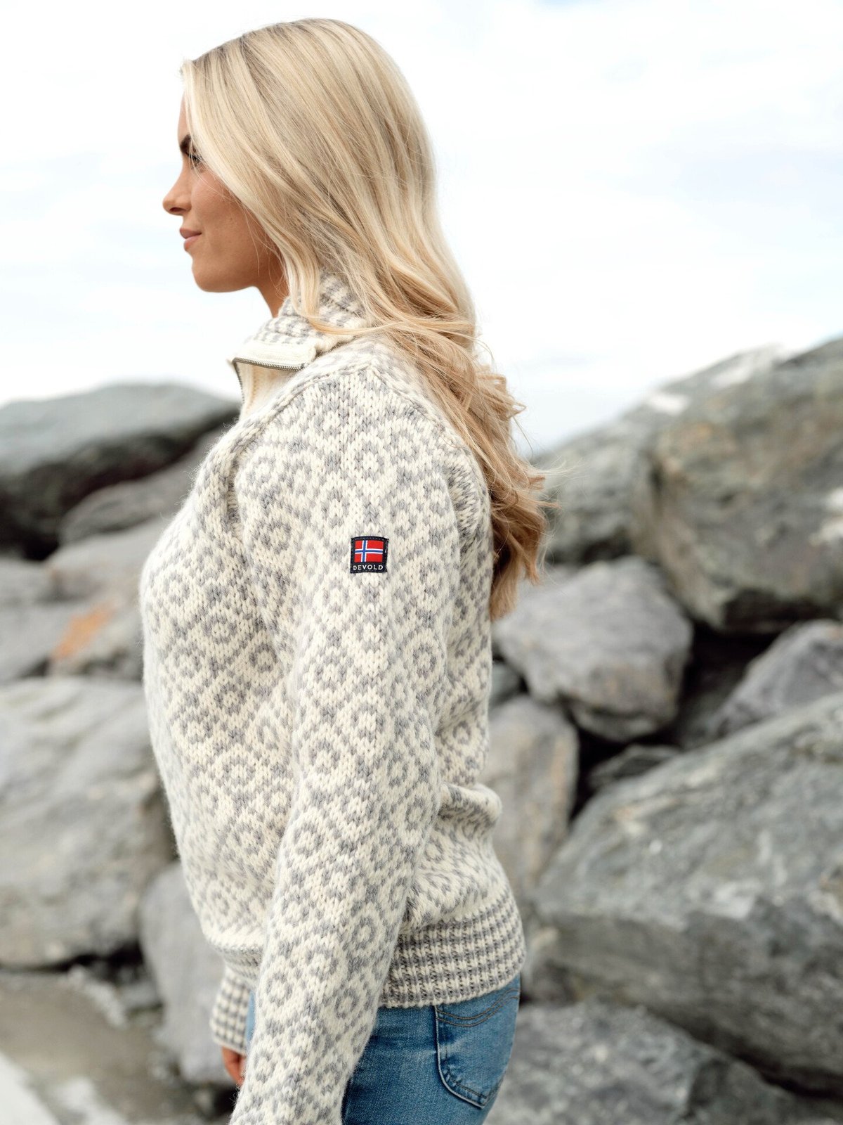 Devold Svalbard Wool Zip Neck Offwhite/Grey