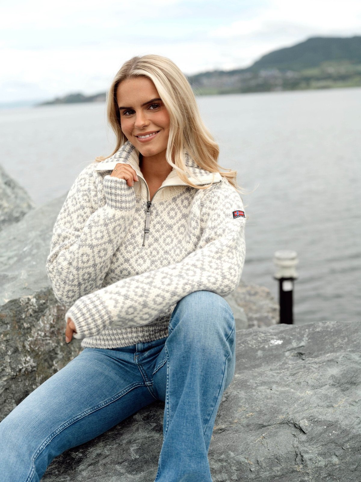 Devold Svalbard Wool Zip Neck Offwhite/Grey