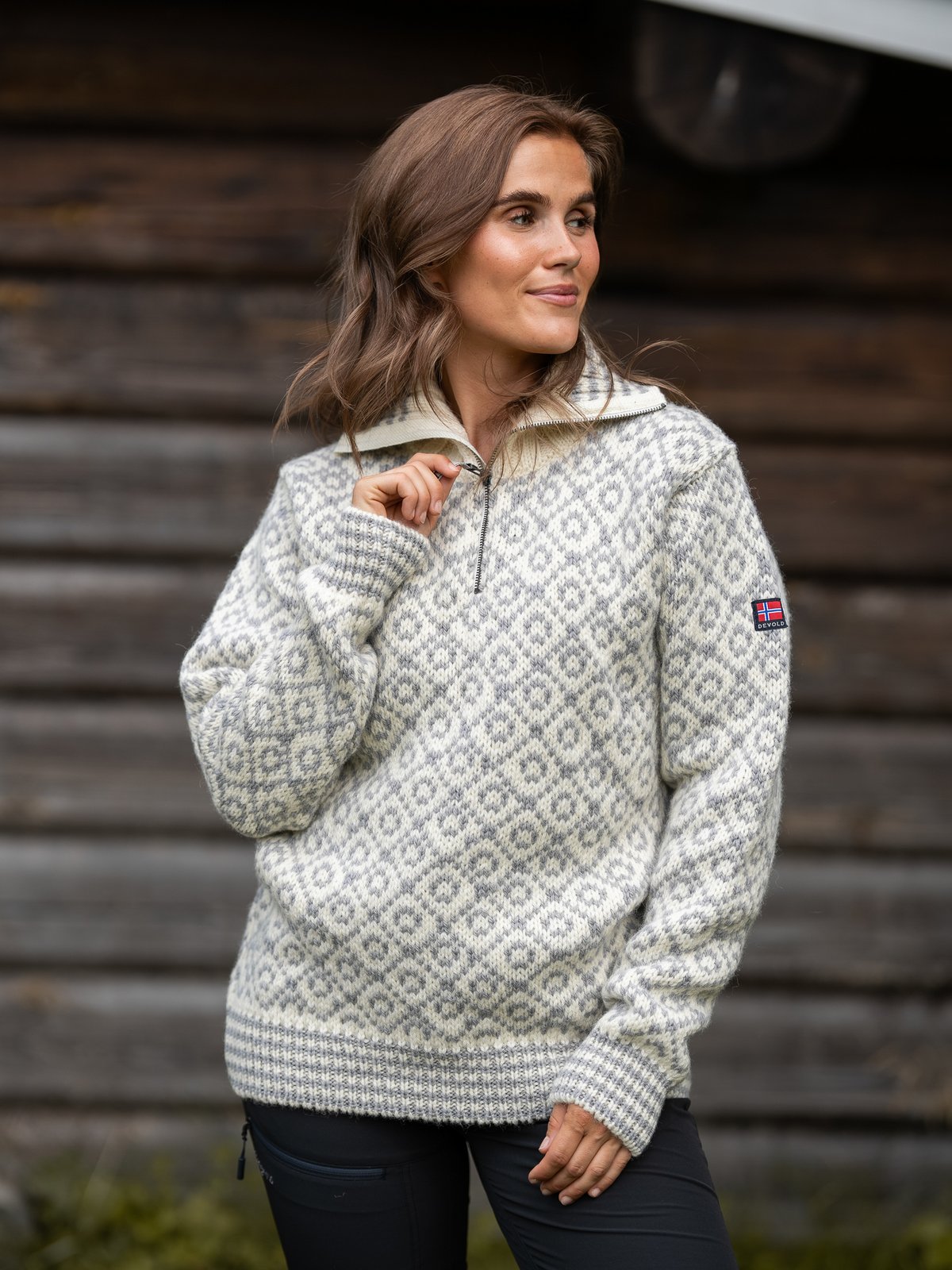 Devold Svalbard Wool Zip Neck Offwhite/Grey