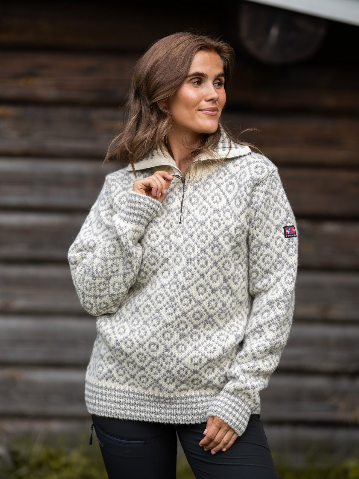 Devold Svalbard Wool Zip Neck Offwhite/Grey