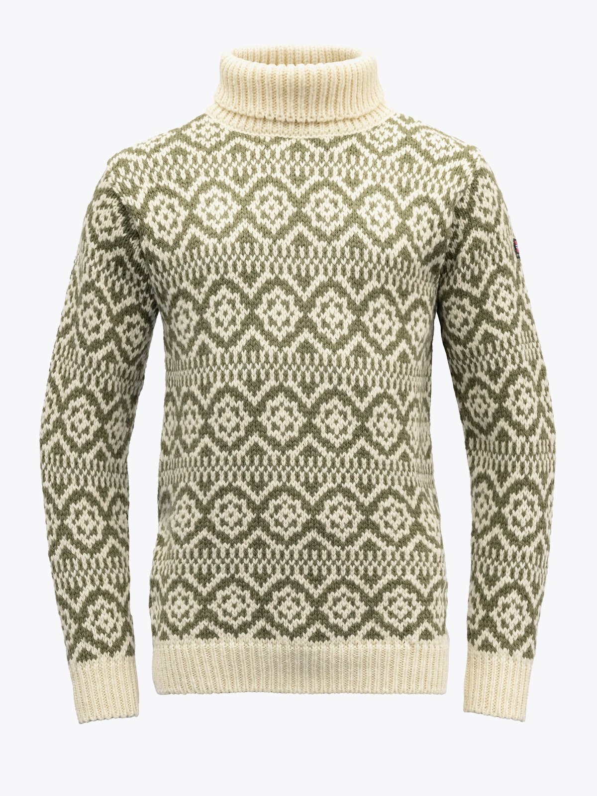 Devold Hoddevik Wool High Neck Offwhite/Olive