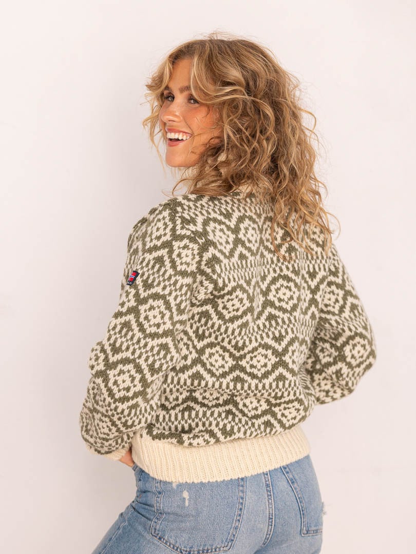 Devold Hoddevik Wool High Neck Offwhite/Olive