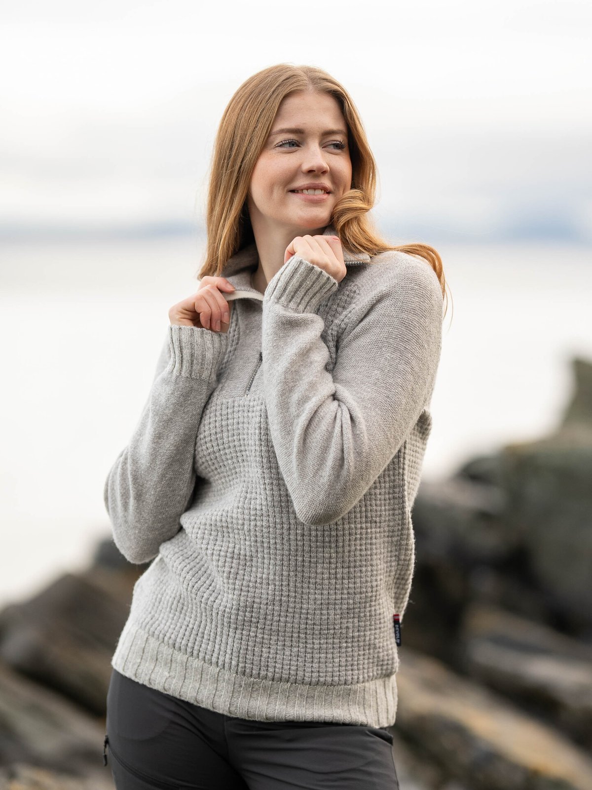 Devold Bispen Wool Zip Neck Grey Melange