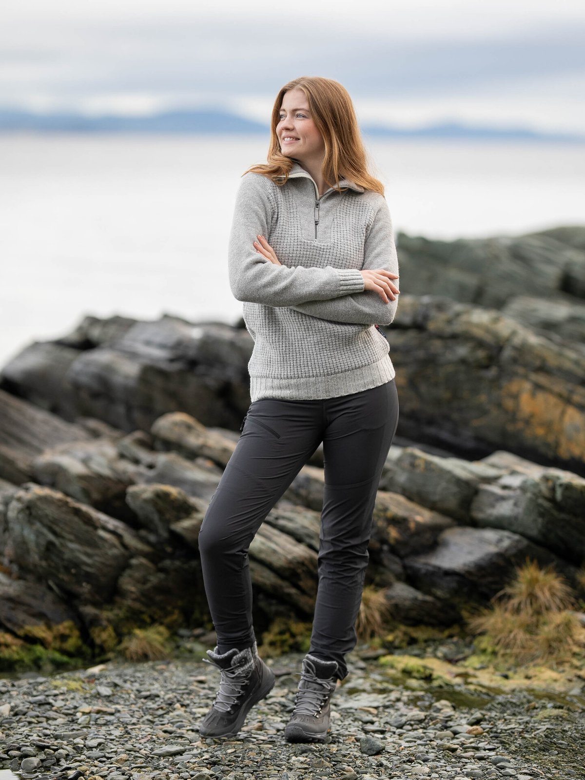Devold Bispen Wool Zip Neck Grey Melange