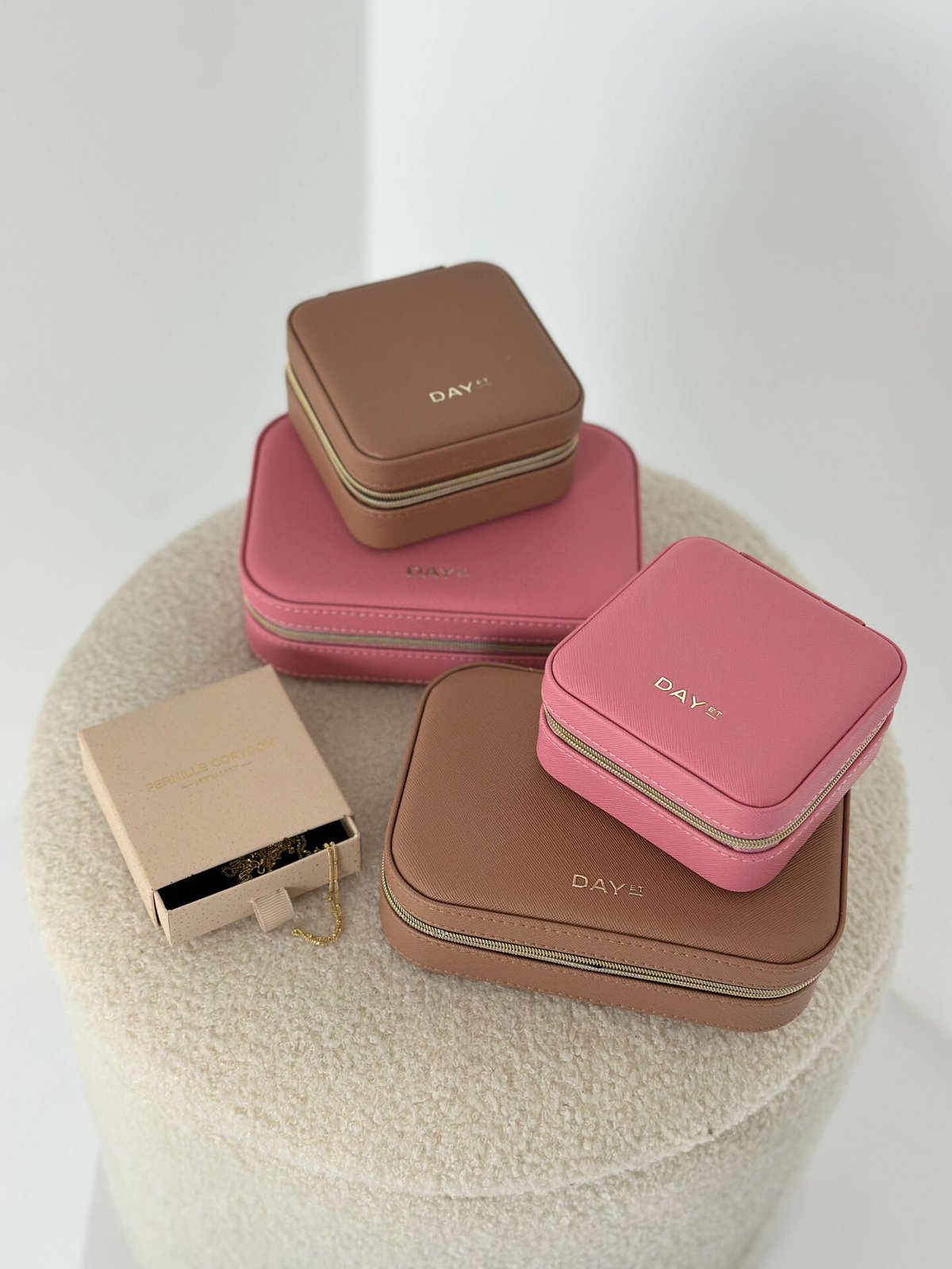 DAY ET Saffiano Zip Box Slate Rose
