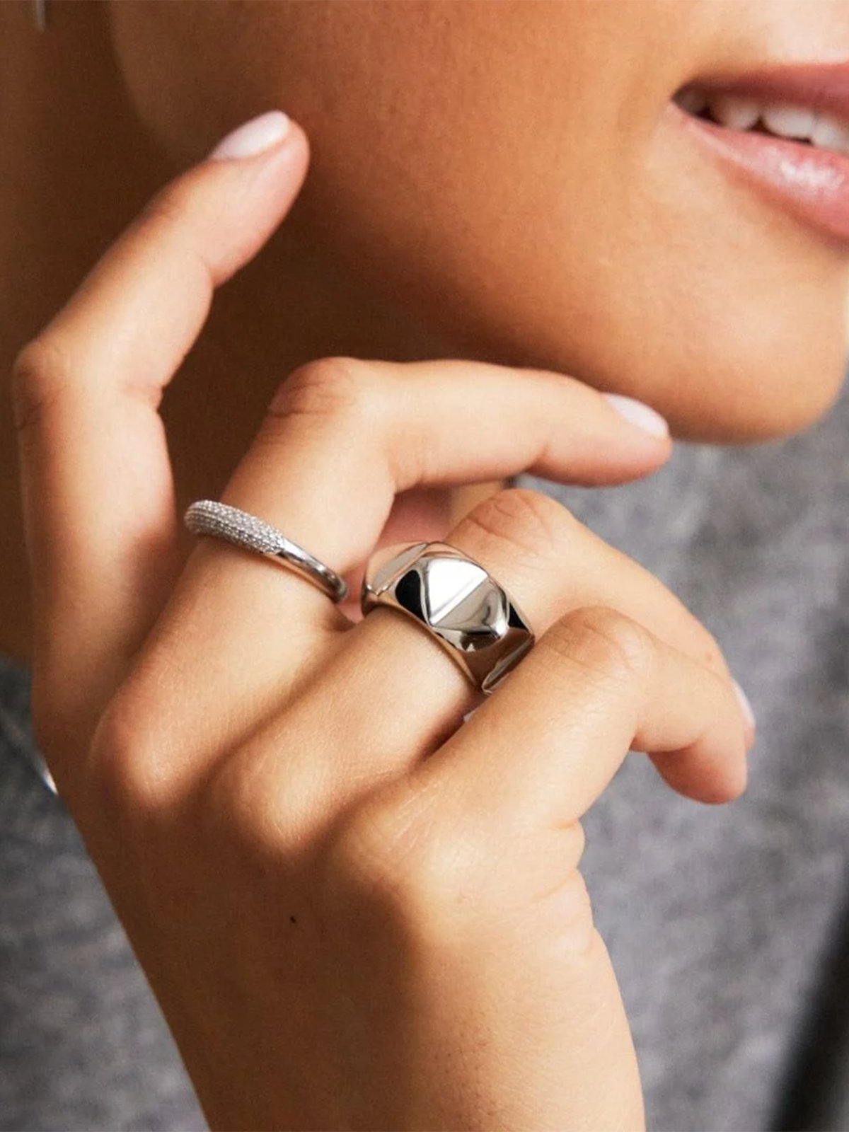 Edblad Peak Rivet Ring Steel Sølv